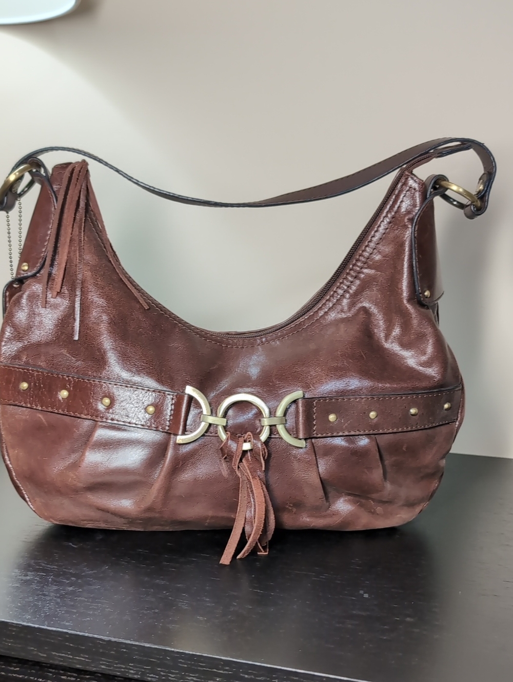 Vintage Sereta Studd E Leather BOHO Shoulder Bag